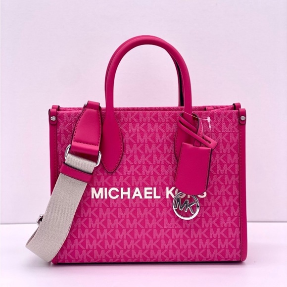 MICHAEL KORS MIRELLA SMALL SHOPPER TOTE CROSSBODY DRAGONFRUIT - Picture 4 of 12